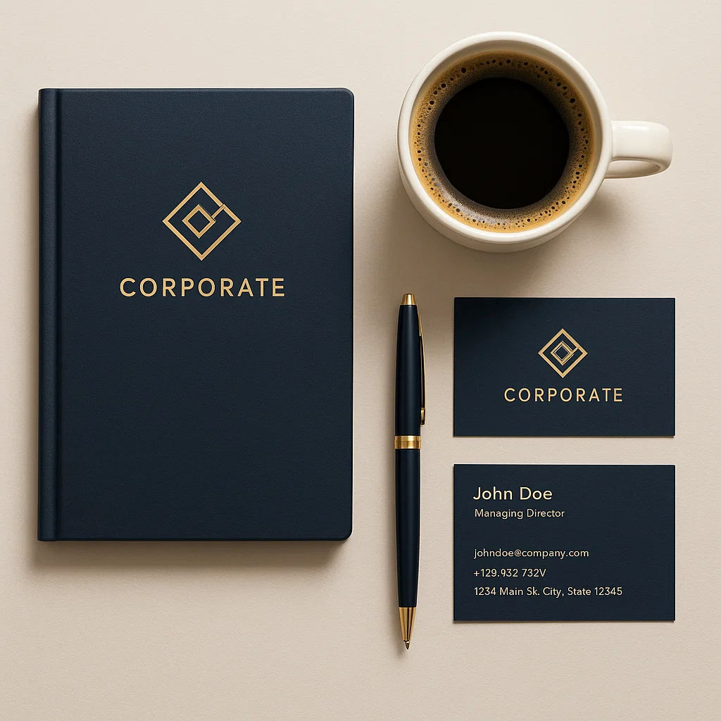 Aplicación coherente de un manual de marca en papelería corporativa, mostrando profesionalismo e identidad visual unificada.